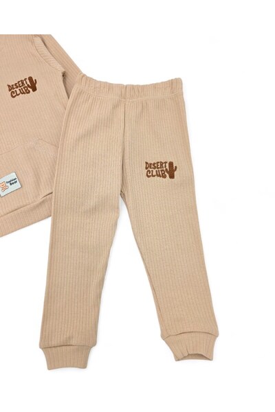 Ege Bebek Baby Boy Ribbed, Seasonal 6-9-12-18-24 Month Cactus Embroidered Long Sleeve Top and Bottom Set