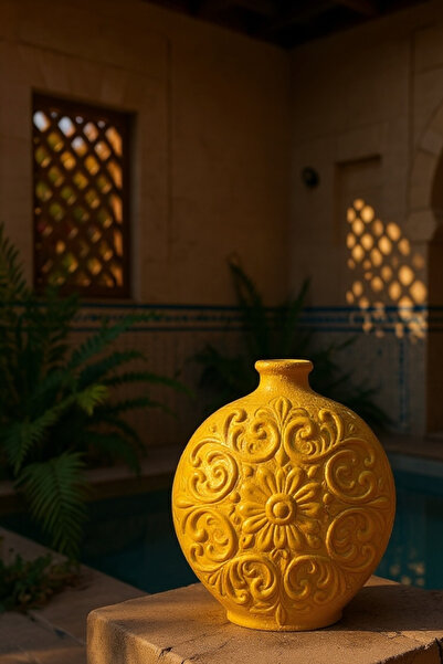 ardesta مزهرية زخرفية مصنوعة يدويًا - ديكور منزلي كبير الحجم بتصميم إيطالي عصري بمظهر سيراميك، مقاس 19 سم