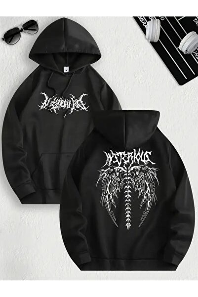 Deocept Oversize Sweatshirt with Gothic Skeleton Print