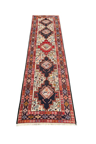 BURAK HALI El Dokuma İran Kilimi Yolluk 84x313 Kök Boya 3 Metre Yün Yolluk