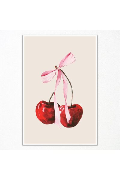 Today Idea Cherry Bow Canvas Wall Art – Elegant Red Bow Design, 12x16 Inch Un...