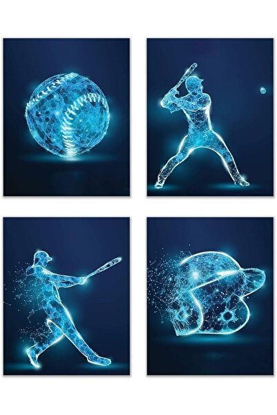 Today Idea X-Ray Baseball Wall Decor Prints - Set of 4 Posters (Unframed, 8x1...