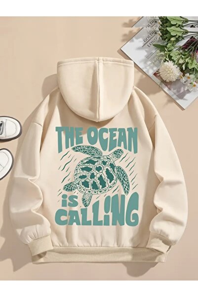 mercoledi THE OCEAN IS CALİNG SWEATSHIRT MARE IMPRIMAT