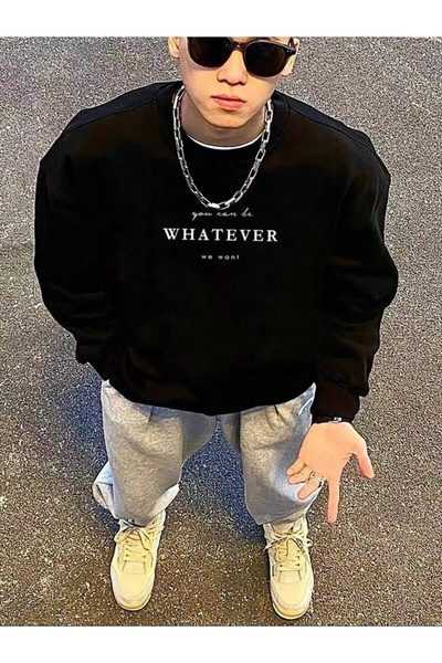 Deocept سويت شيرت برقبة دائرية للجنسين للنساء/الرجال مطبوع عليه WHATEVER