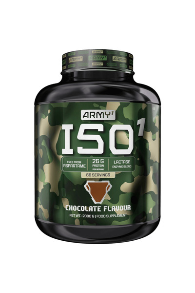 Army 1 Iso 1.86% protein and digestive enzymes containing food supplement with sweeteners.2KG chocolate