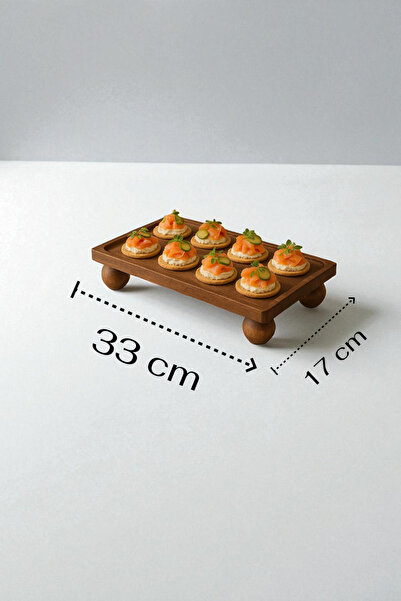 PUDRAM Set of 3 Marble & Wood Presentation Trays – Rectangular 15X30, Rectangular 17X33, Round