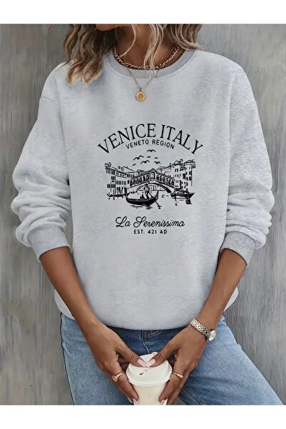 Deocept سويت شيرت برقبة دائرية للجنسين مطبوع من فينيسيا إيطاليا