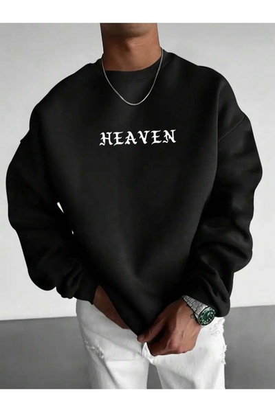 mercoledi سويت شيرت برقبة دائرية للجنسين للنساء/الرجال مطبوع عليه HEAVEN