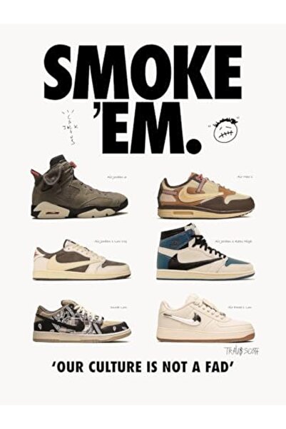 Today Idea ملصق حذاء رياضي - مايكل جوردان وترافيس سكوت، جداري، 30×40 سم بدون ...