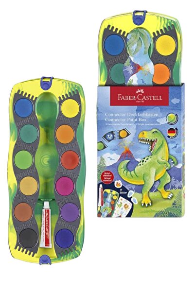 Faber Castell 12 Renk Sulu Boya 1 Adet dinozor Suluboya 12 li Değişebilir Tab...