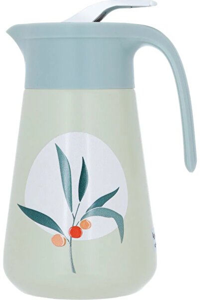 Gloria Glass Thermos, 1 liter, plastic outer shell - green