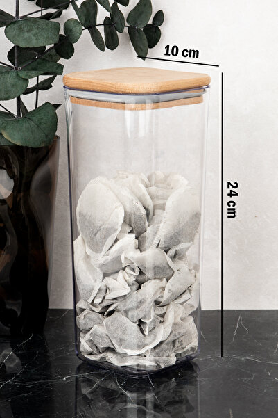 DNS HOME 4 Pcs 1700 ml Vacuum Lid Storage Container with Label for Tea Sugar Coffee Salt Storage Container Mica Jar