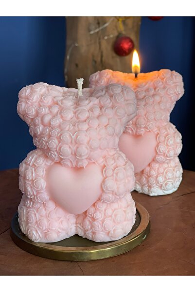 Birmiamu Teddy Bear Mum – El Yapımı Dekoratif Ayıcık Şekilli Dekoratif Mum