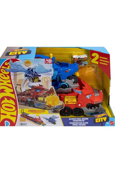 mattel ناقلة التنين المزدوجة من هوت ويلز JBM72 - للأعمار من 4 سنوات فما فوق