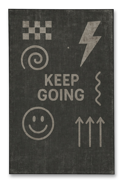 Rugs Modern Halı Διακοσμητικό χαλί με γκρι θέμα, εμοτζί και μοτίβο γραφής  "K...