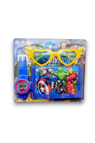 FuryaTedarik Erkek Çocuk 3’lü Set – Dijital Saat + Kalpli Gözlük + Cüzdan