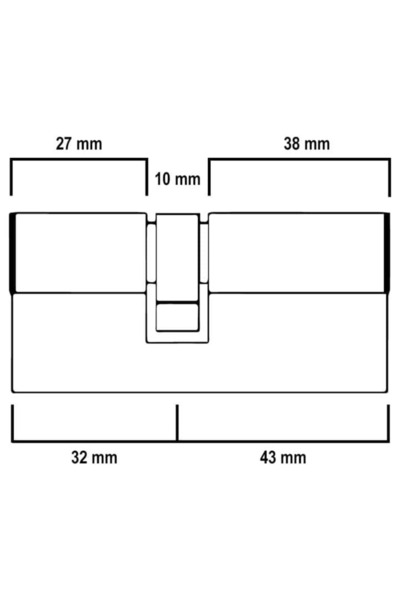 Universal Cilindru yala usa metalica, excentric, dimensiune 75mm (27x10x38), 5 chei cu + 2 chei monta