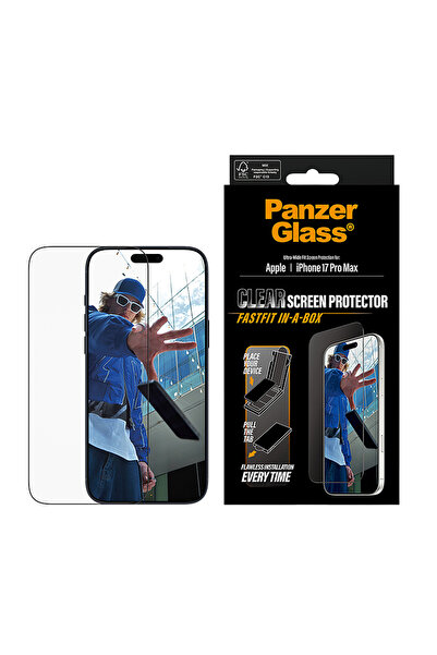 Panzer Glass واقي شاشة بإطار أسود ومقاس واسع للغاية لهاتف iPhone 17 Pro Max -...
