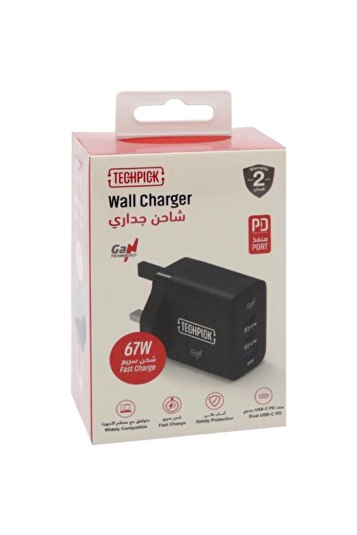 TECH PICK شاحن حائط Techpick ثنائي USB-C PD + شاحن حائط USB-A مع PPS