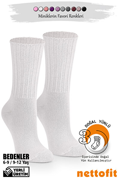 nettofit Single Winter Thermal Wool Knitted Ecru Girl's Socks