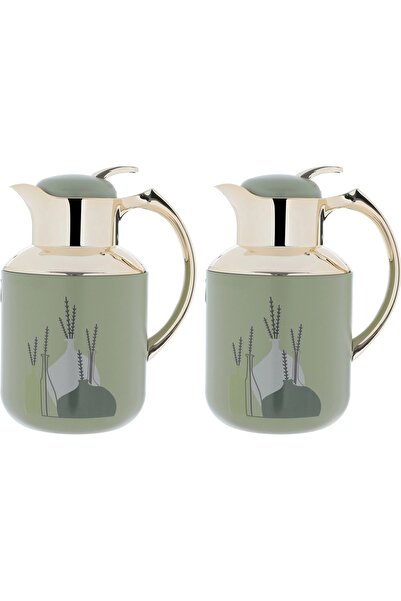 rexa طقم ترمس، 1/0.5 لتر، قطعتين، وعاء داخلي زجاجي حراري، غلاف خارجي من الفولاذ