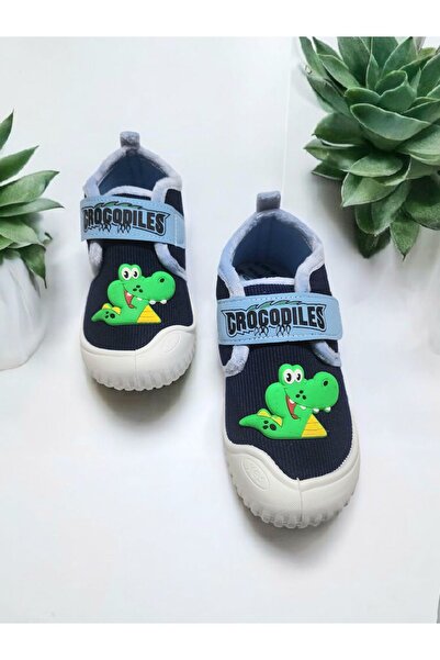 GEZER Full Orthopedic Velcro Adjustable Non-Slip Sole Crocodile Figured Nursery Kindergarten Home Slippers