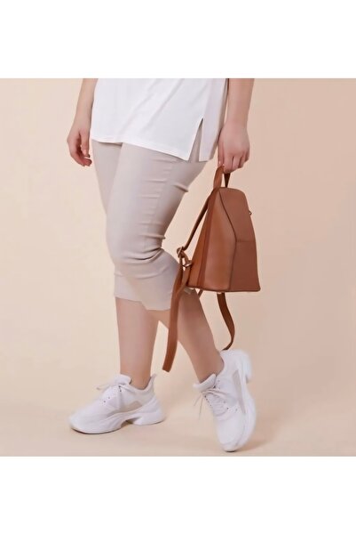 MODA BONİTA LİZ taş rengi paça yırtmaçlı bel çiçekli ful likralı 5 cepli premium A kalite kapri