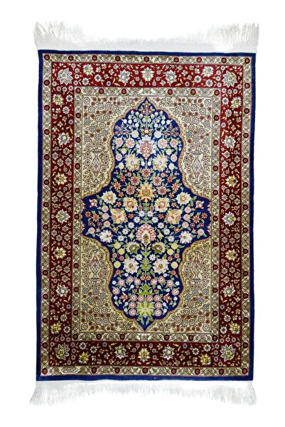 Handmade Saf İpekten El Dokuma Çeşmi Bülbül Desenli Hereke Halısı 85x124 cm (...