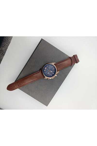 3DreaMaker Gold Men's Watch with Brown Leather Band