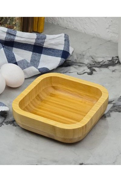 Flash Bazaar Pinterest Style Set of 3 Natural Bamboo Snack Bowls Wooden Decorative Plain Bowl Square Snack Container