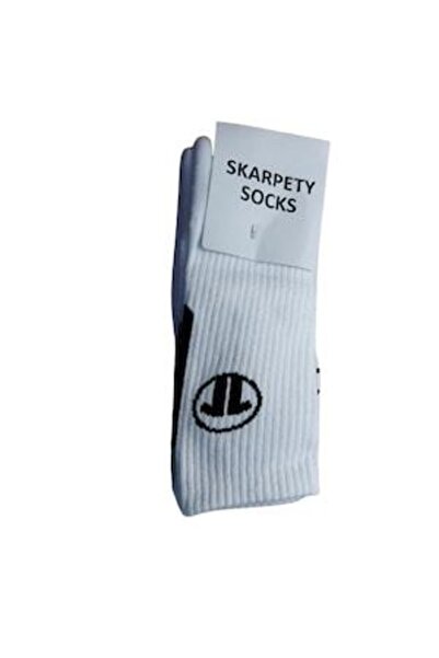 OEM Sosete dama inalte groase Socks, alb cu negru, bumbac, marime 42-46