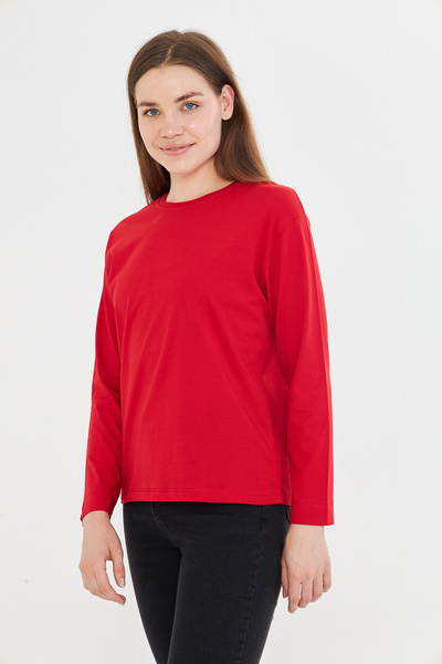 Tight Lady 100% Organic Cotton Soft Textured Regular Fit Comfortable Cut Long Sleeve Crew Neck Combed Cotton T-Shirt