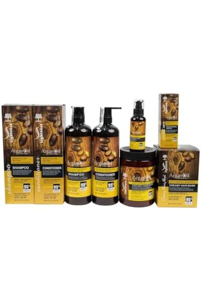 Lightness مجموعة العناية بالشعر الاحترافية بزيت الأرغان المغربي، مضادة لتساقط...