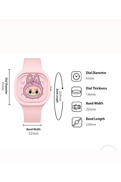 synshop Labubu square silicone strap wrist watch