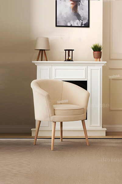 LOVİSSE HOME Bej Milano Berjer Tekli Koltuk, Ofis, Bekleme, Balkon, kuaför, eczane koltuğu