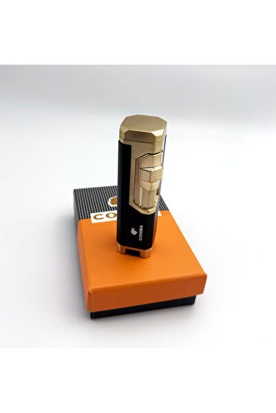 COHİBA 4 Torch Gold Patron Puro Çakmak Siyah-Gold