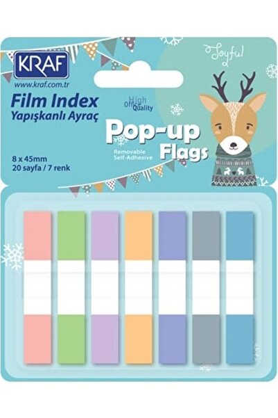 KRAF Film index PP Pop Up 7 culori x 20 coli 8 x 45 mm 51250 1 bucată
