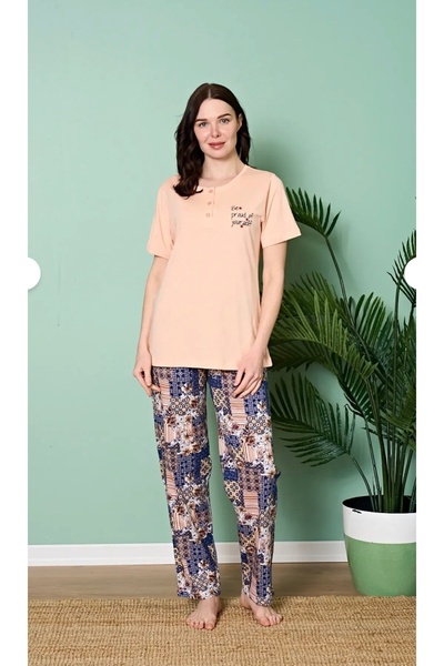 Over Sleep by Poleren Anti-Wrinkle Fabric Short Sleeve Women's Pajama Set