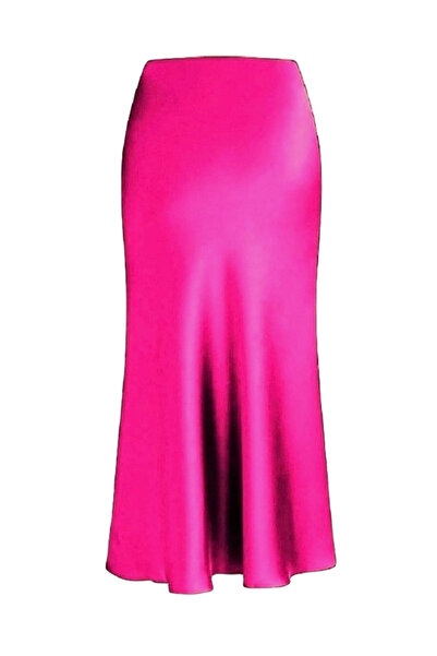 Kahra Collection Fusta din satin fucsia 92cm Tesatura Tok Slim Fit Elastic ta...