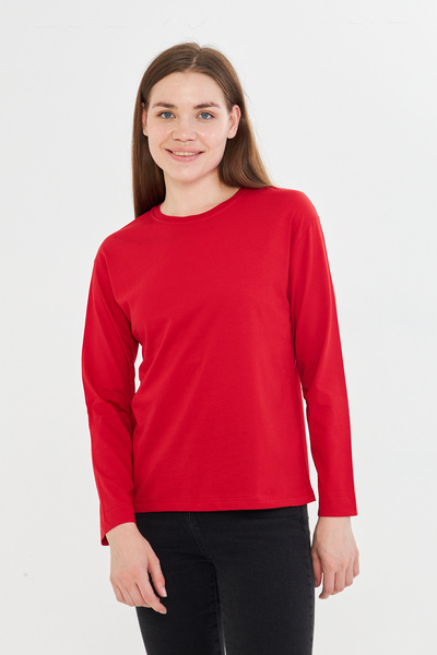 Tight Lady 100% Organic Cotton Soft Textured Regular Fit Comfortable Cut Long Sleeve Crew Neck Combed Cotton T-Shirt