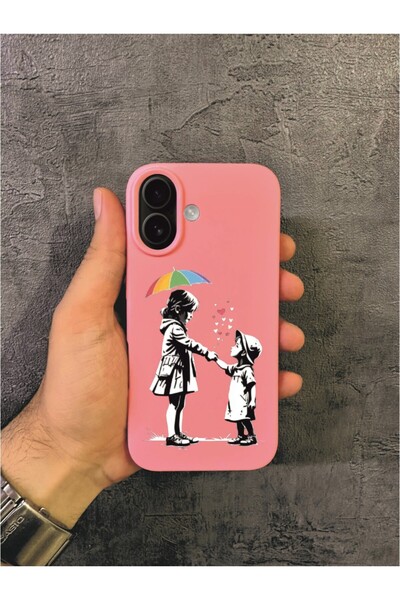 ALYACEPSTORE CASE iPhone 17 Compatible Black and White Kids Design Pink Case