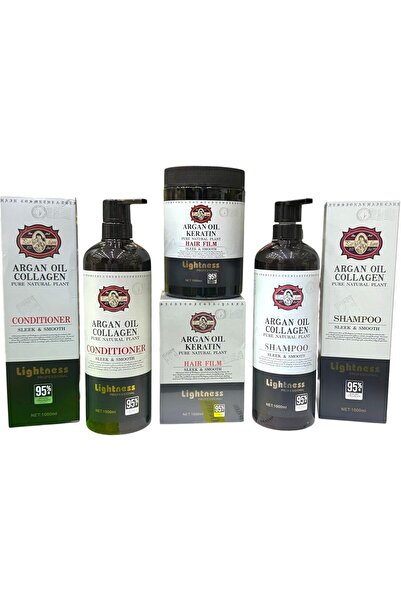 Lightness مجموعة العناية بالشعر الاحترافية بزيت الأرغان والكولاجين، شامبو وبل...