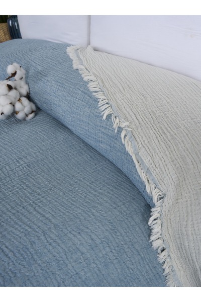 Cottonin Home Müslin Yatak Örtüsü Çift Kişilik 4 Katlı %100 Pamuk 220x240 CM