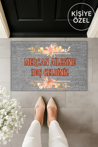 Dormot سجادة مطبوعة رقمية حديثة باللون الرمادي على الباب الأمامي مقاس 70 × 45 سم