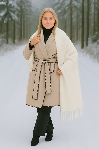 awix Premium Soft Stylish Boucle Scarf Ecru