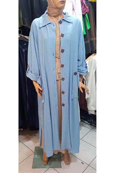 MODA Alvarlı Cep Elbise-Tahta Düğmeli