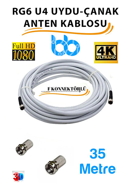 İMEXTECH F Konnektörlü 64 Tel Rg6/u4 Full Hd 3d 4k Anten Tv Çanak Uydu Lnb Ka...