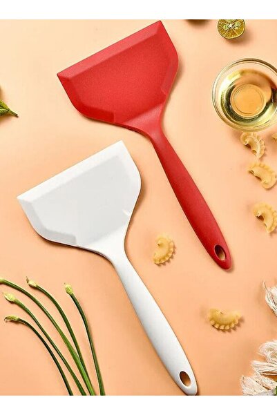 HZL HOME 2'li SET Kırmızı &Beyaz Silikon Spatula Seti