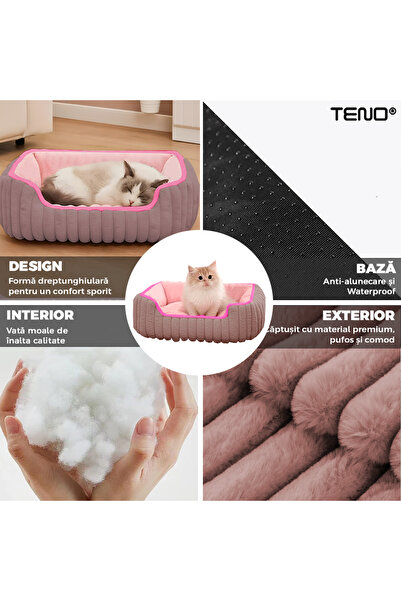 Teno Teno® Pet Bed, padded, soft, fluffy and warm, for dogs and cats, size M, pink