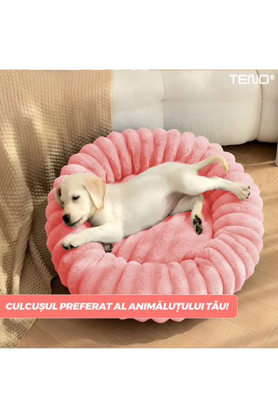Teno Teno® Pet Bed, padded, soft, fluffy and warm, for dogs and cats, diameter 60 cm, pink
